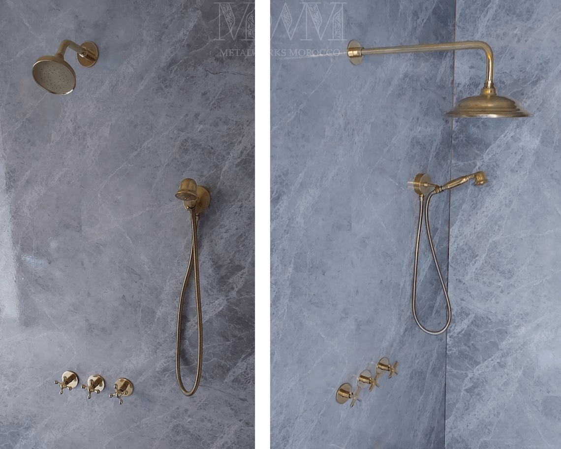 Unlacquered Brass Shower Faucet Set